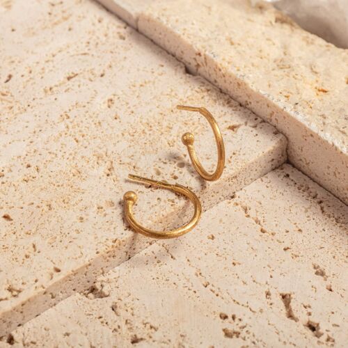 Minimalist Gold Brushed Hoop Earrings