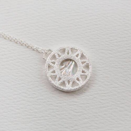 Mother of Pearl and Silver Geometric Disc Necklace