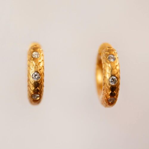 Diamond and Art Deco Gold Huggie Hoops