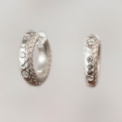 Diamond and Art Deco Silver Huggie Hoops