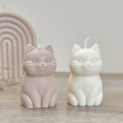 Bougie en forme de chat assis - Cadeau pour les amoureux des chats - Chats mignons