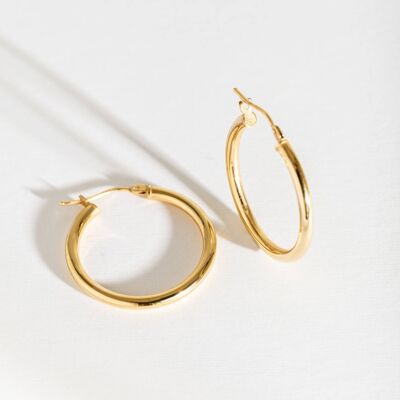 9ct Solid Gold Hoop Earrings - Medium (20mm)