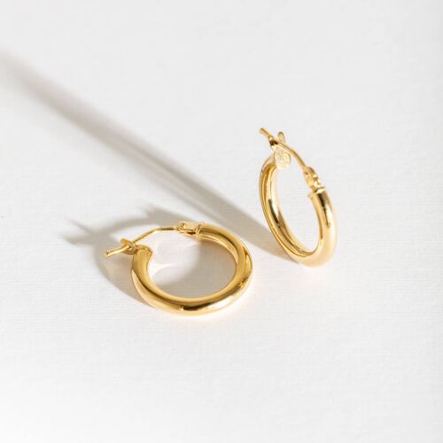 9ct Solid Gold Hoop Earrings (15mm)