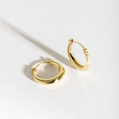 9ct Solid Gold Curved Hoop Earrings (15mm)