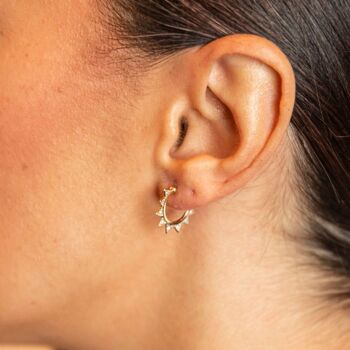 Boucles d'oreilles créoles étoile en or massif 9 carats et diamants 7