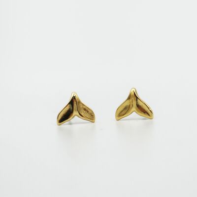mermaid tail earrings- 24k gold plated with titanium pin