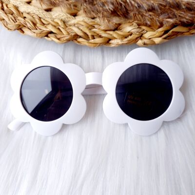 Kindersonnenbrille Flower rund weiß | Sonnenbrille