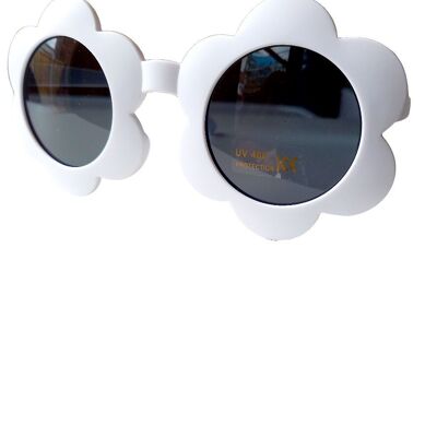 Kindersonnenbrille Flower rund weiß | Sonnenbrille