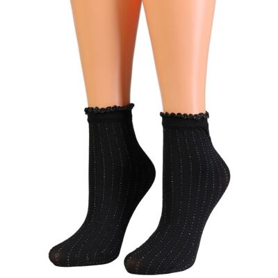 NEYA schwarze, glitzernde, transparente Socken, Größe 6–9