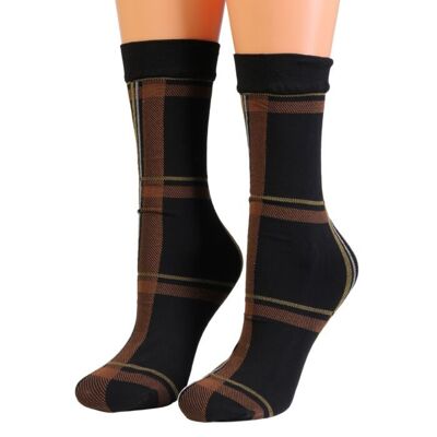 BRANCH chaussettes noires à motif carré taille 6-9