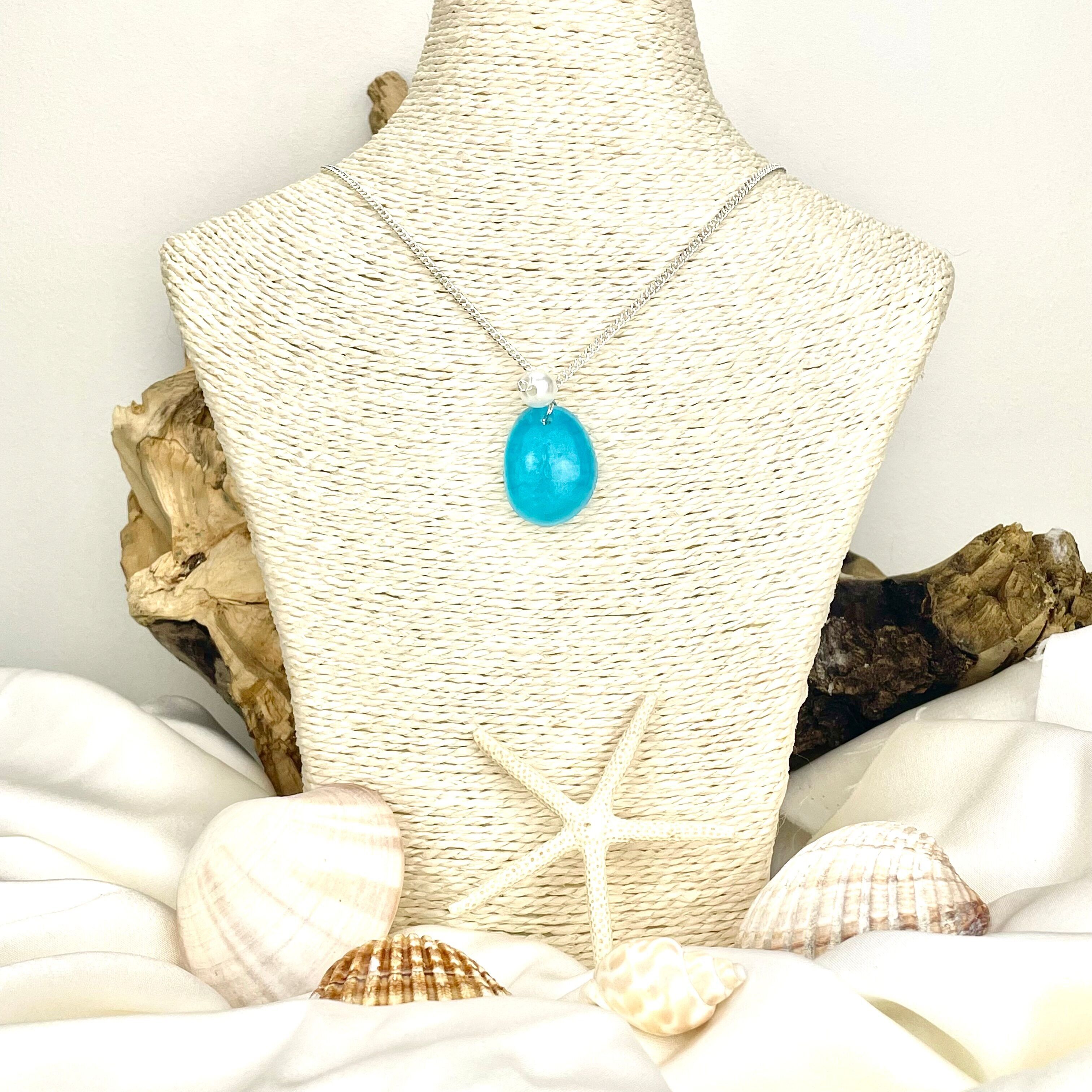 AQUA BLUE PEARL Collier Pendentif