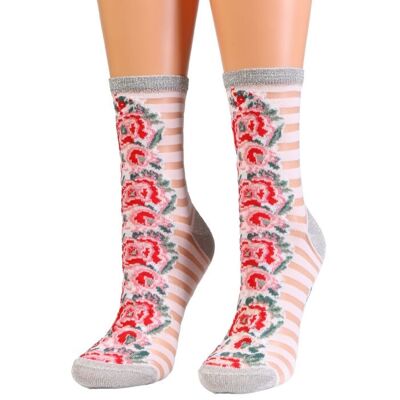 ASHLEY sheer striped socks size 6-9