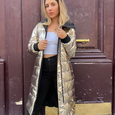 Metallic reversible down jacket