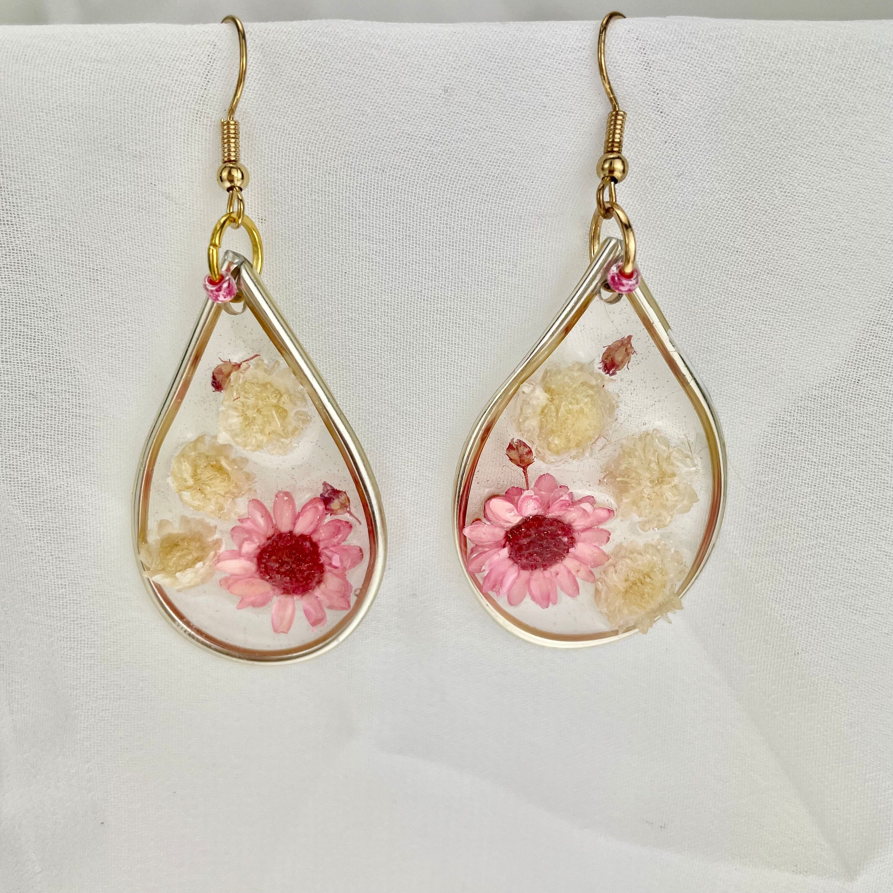 BOUCLE D'OREILLES Fleurs séchées