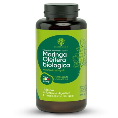 Complemento Alimenticio de Moringa Orgánica en Cápsulas | Para el metabolismo y la digestión de los lípidos.