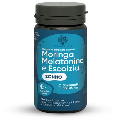 Food Supplement Melatonia, Escolzia, Valerian, Melissa, Lavender Flowers and Moringa, Sleep