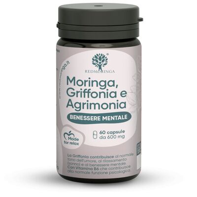 Food Supplement against Anxiety, Moringa, Bach Flowers, Griffonia, Vitamin B6, Anxiety and Stress