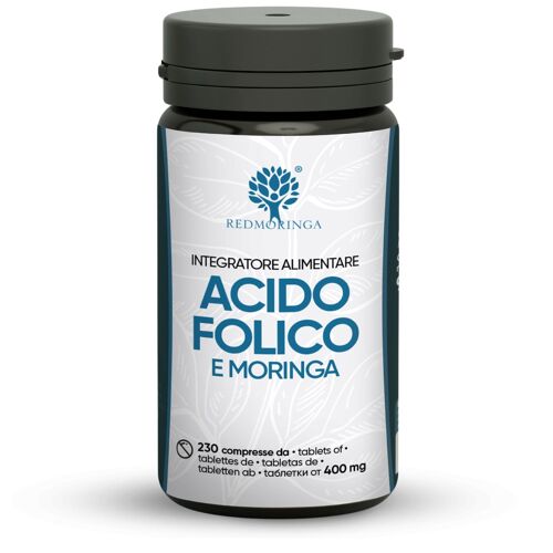Acido Folico 400mcg e Moringa | Integratore in Compresse di Folato per Gravidanza