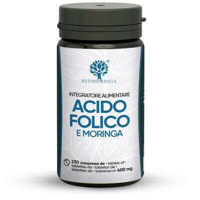 Ácido Fólico 400mcg y Moringa | Suplemento de folato en tabletas para el embarazo