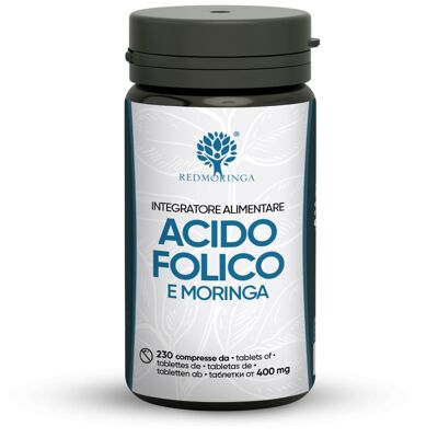 Folsäure 400mcg und Moringa | Folat-Ergänzung in Tablettenform für die Schwangerschaft