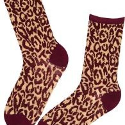 RIINU Wollsocken mit Leopardenmuster, Größe 6–9