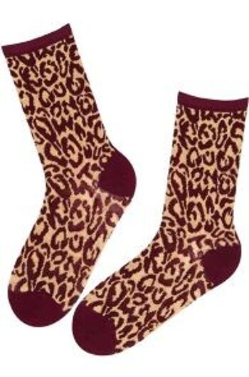 RIINU chaussettes en laine à imprimé léopard taille 6-9 1
