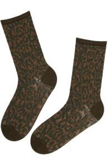 RIINU chaussettes en laine à imprimé léopard taille 6-9 4