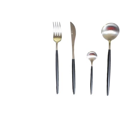 Gemeo Serwa Design Cutlery 16pcs set Silver/Black Matt