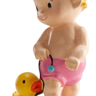 BAPTISM CAKE FIGURE GIRL WITH DUCK 9CM