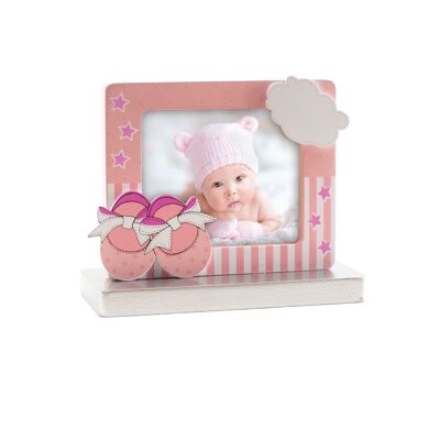 BAPTISM PHOTO FRAME PINK BOOTIES 13X10CM