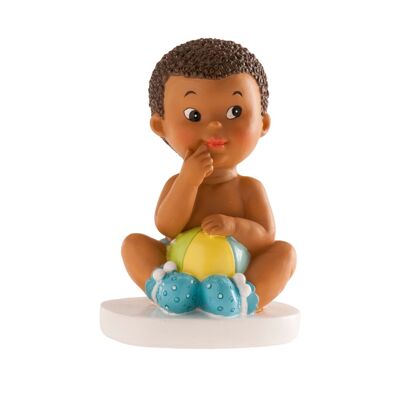 FIGURE FOR BAPTISM CAKE SITTING BOY WITH BALL 10CM