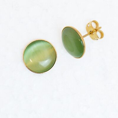 Ear studs, gold-plated, light green (266.S6)