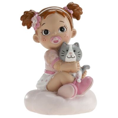 FIGURE FOR BAPTISM CAKE GIRL WITH CAT 10CM