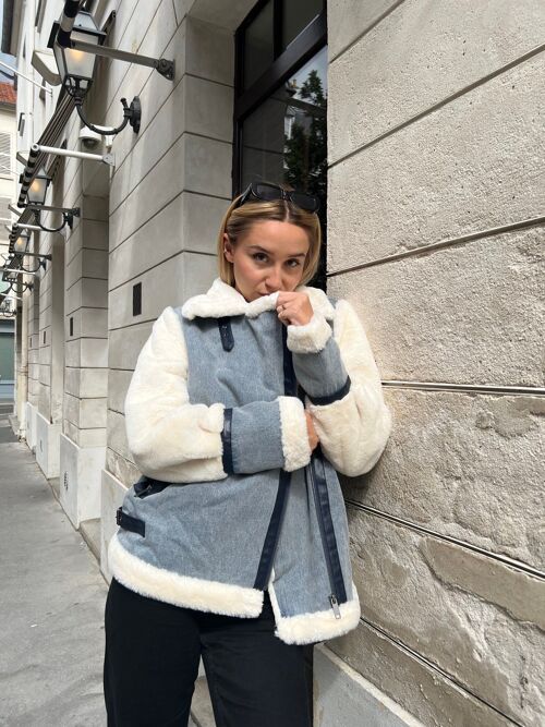 Faux fur and Denim Bomber