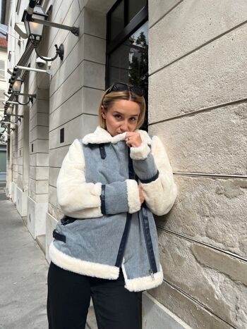 Faux fur and Denim Bomber 1