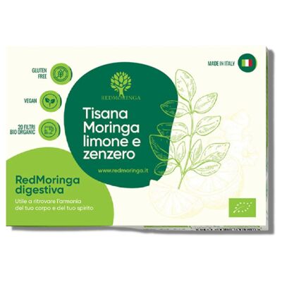 Digestive Herbal Tea Moringa, Ginger, Lemon, Organic