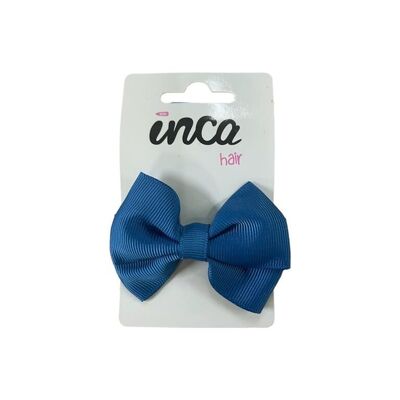 Children's hair bow with crocodile clip - 7 x 6 cm - French blue