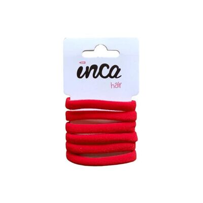 6 Hair Ties - Acrylic - Elastic - Summer Red