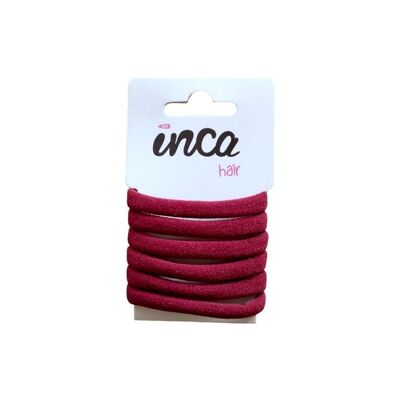 Pack 6 Hair Rubber Bands - Acrylic - Burgundy