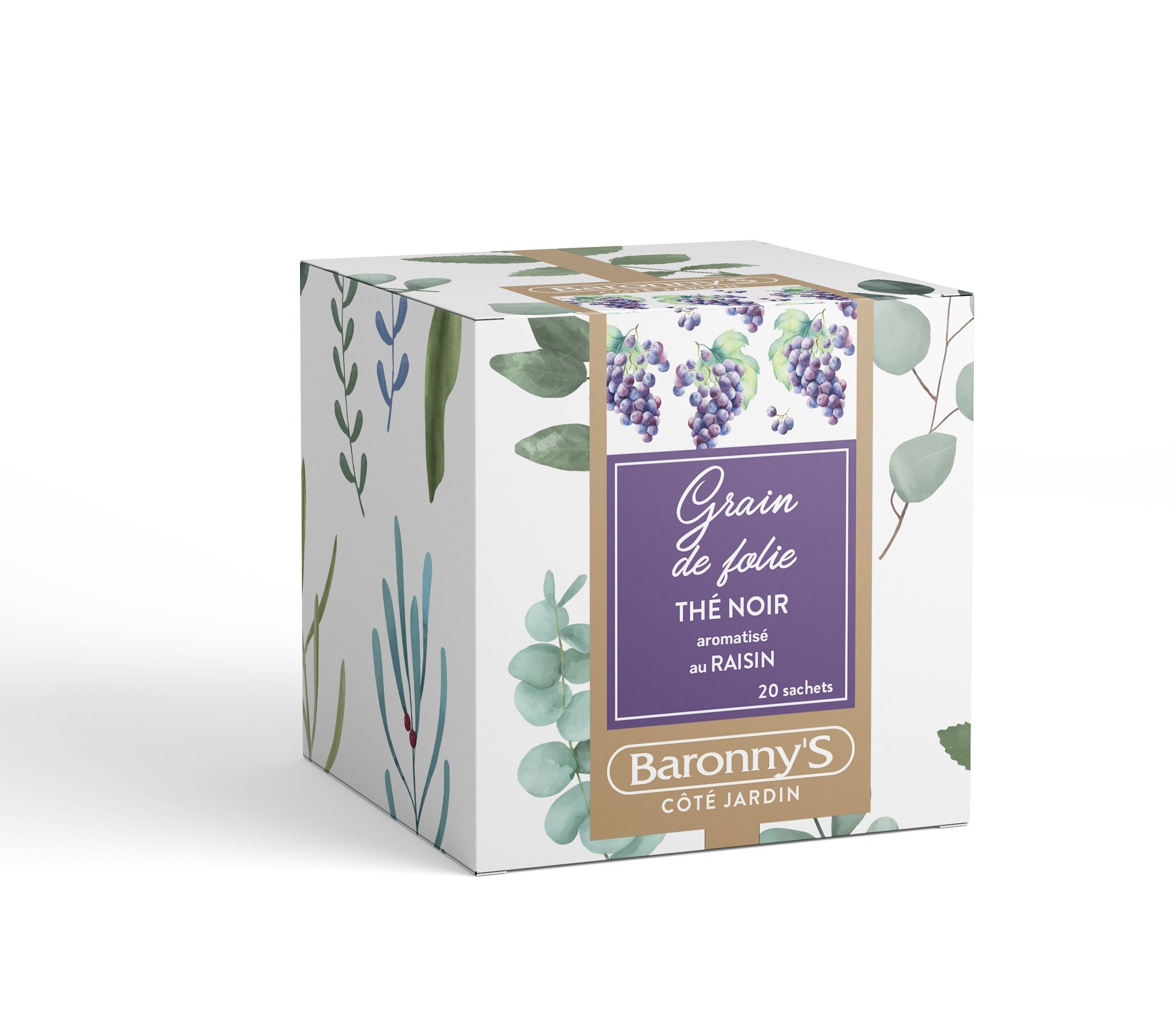 Tè nero aromatizzato all'uva - Grain de Folie - Scatola da 20 bustine