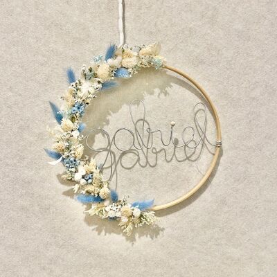 Corona de pared, Flores secas personalizables, Regalo