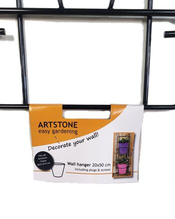 Supports muraux Artstone en métal noir pour pots de fleurs 50x20cm 6