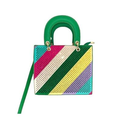 Mehrfarbige synthetische Handtasche mit glänzenden Pailletten