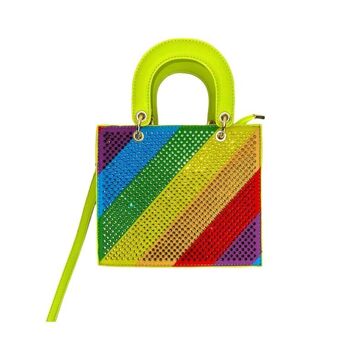 Sac à main synthétique multicolore à paillettes brillantes 6