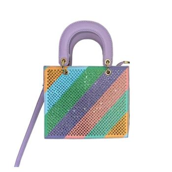 Sac à main synthétique multicolore à paillettes brillantes 8