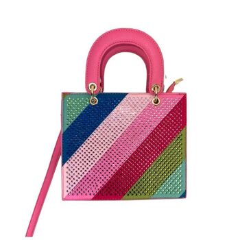 Sac à main synthétique multicolore à paillettes brillantes 15