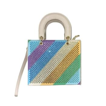 Sac à main synthétique multicolore à paillettes brillantes 17