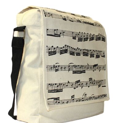 Natural shoulder bag with musical notes