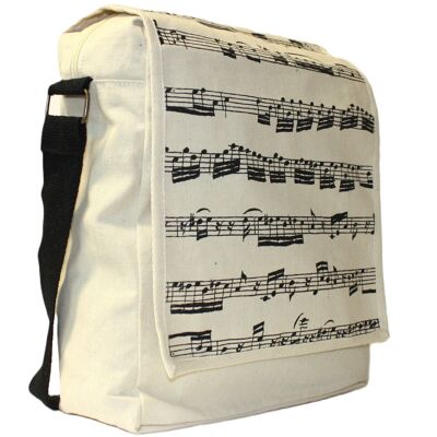 Natural shoulder bag with musical notes