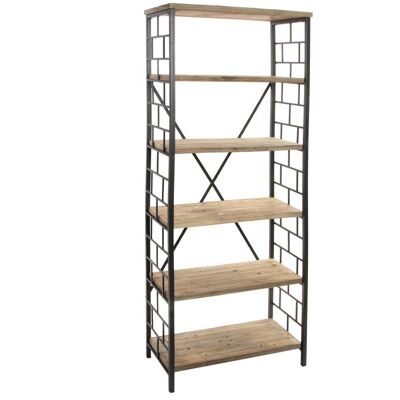 ÉTAGÈRE BOIS MÉTAL 66X35X176 INDUSTRIEL MB212672